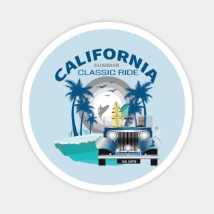 California Classic ride Surfing Vintage Retro Surf Summer Gift T-Shirt Magnet